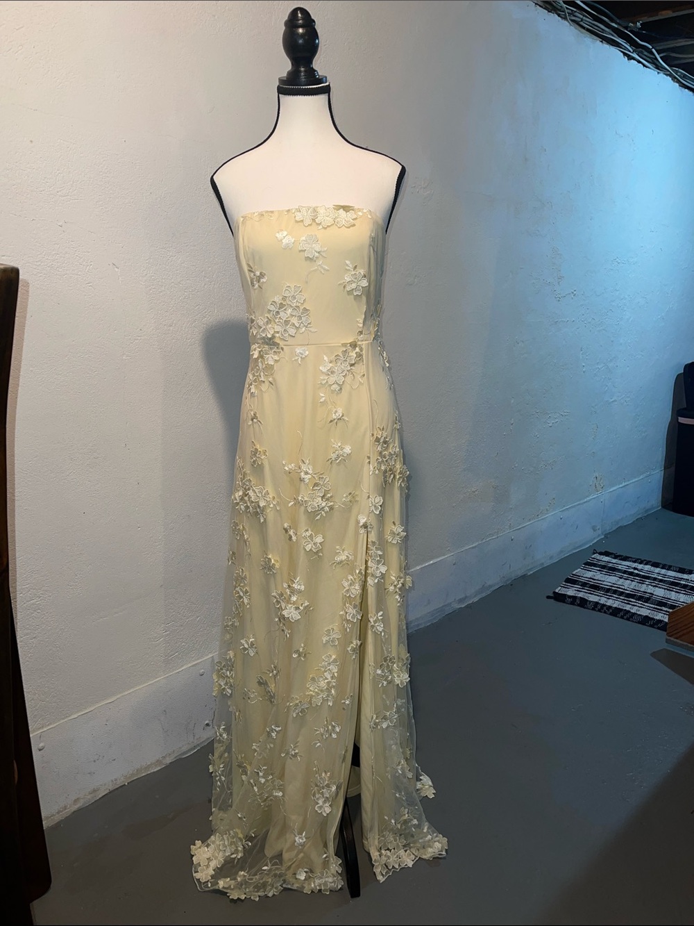 Lulus Rare Presence Light Yellow 3D Floral Embroidered Maxi Dress